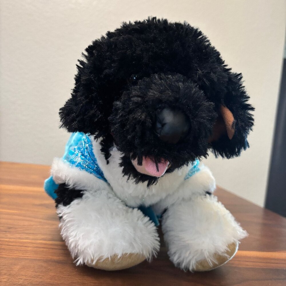 Build-A-Bear Dog with blue dress and red collar